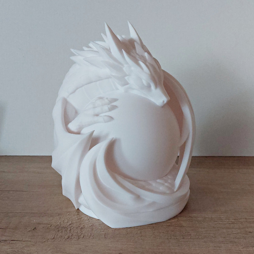 🐉 Mystische Drachenlampe Weiß – 3D-Druck LED-Lampe für Fantasy-Fans
