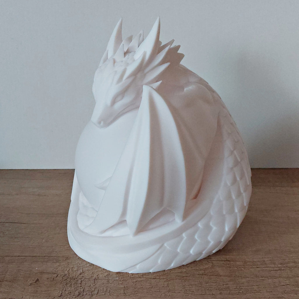 🐉 Mystische Drachenlampe Weiß – 3D-Druck LED-Lampe für Fantasy-Fans