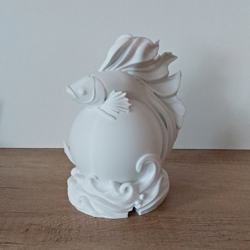 🐠 Kampffisch-Lampe Betta Weiß – LED-Lampe aus hochwertigem 3D-Druck