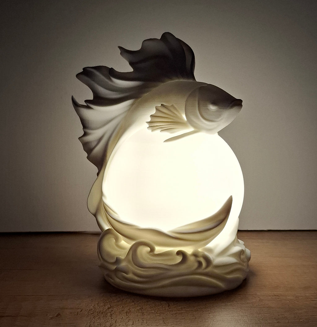 🐠 Kampffisch-Lampe Betta Weiß – LED-Lampe aus hochwertigem 3D-Druck