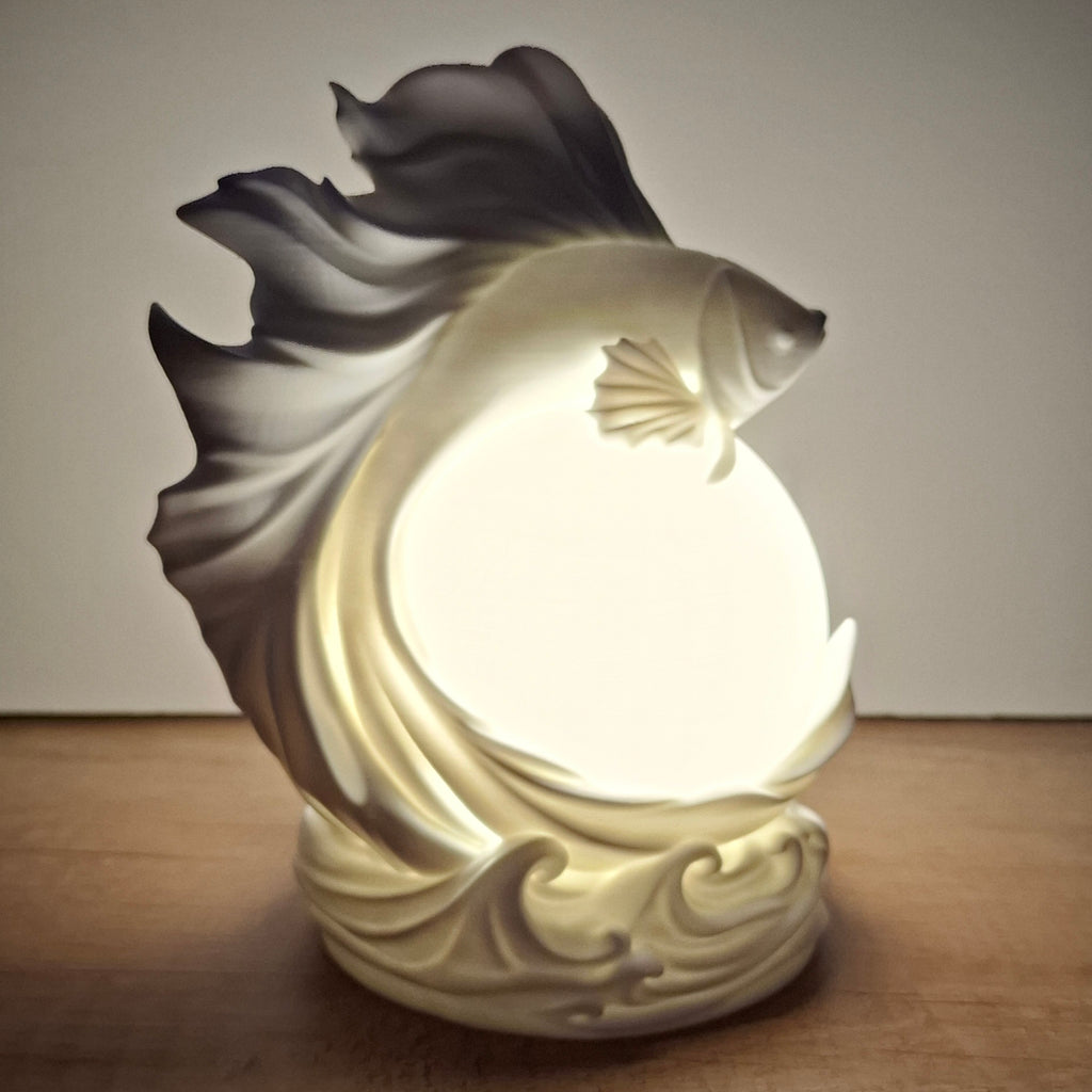 🐠 Kampffisch-Lampe Betta Weiß – LED-Lampe aus hochwertigem 3D-Druck