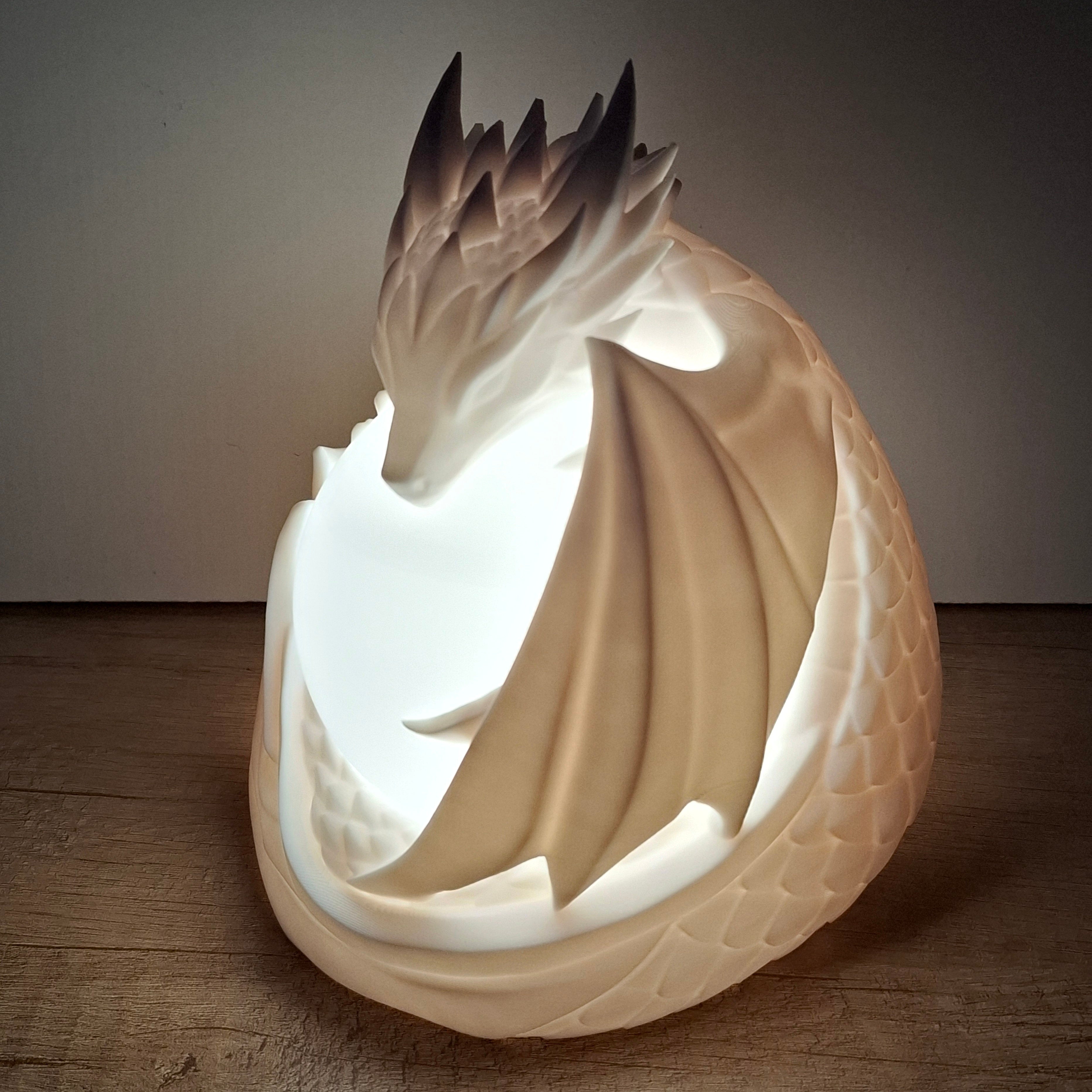 🐉 Mystische Drachenlampe Weiß – 3D-Druck LED-Lampe für Fantasy-Fans