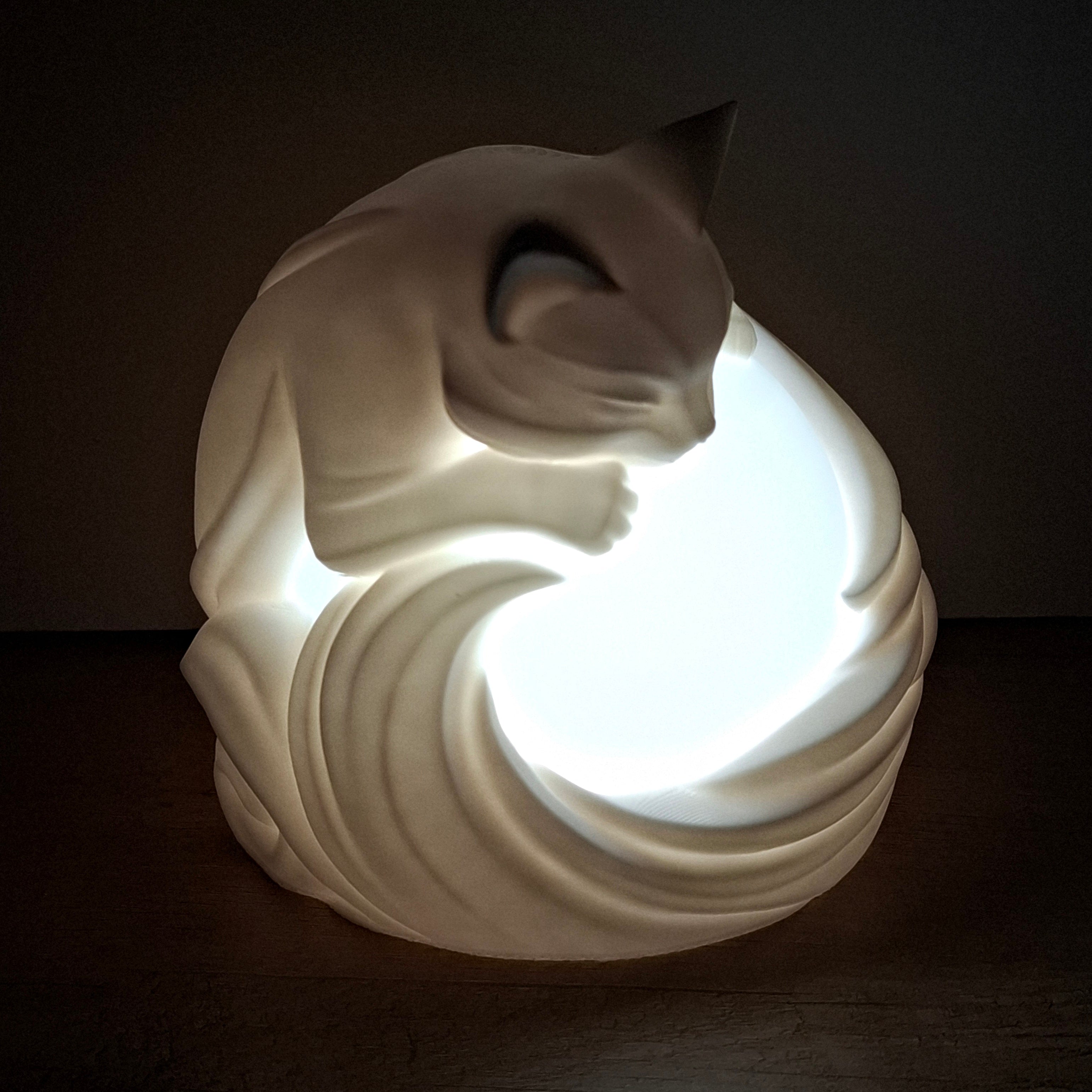 🐱 Katzen-Lampe Weiß – LED-Lampe aus hochwertigem 3D-Druck