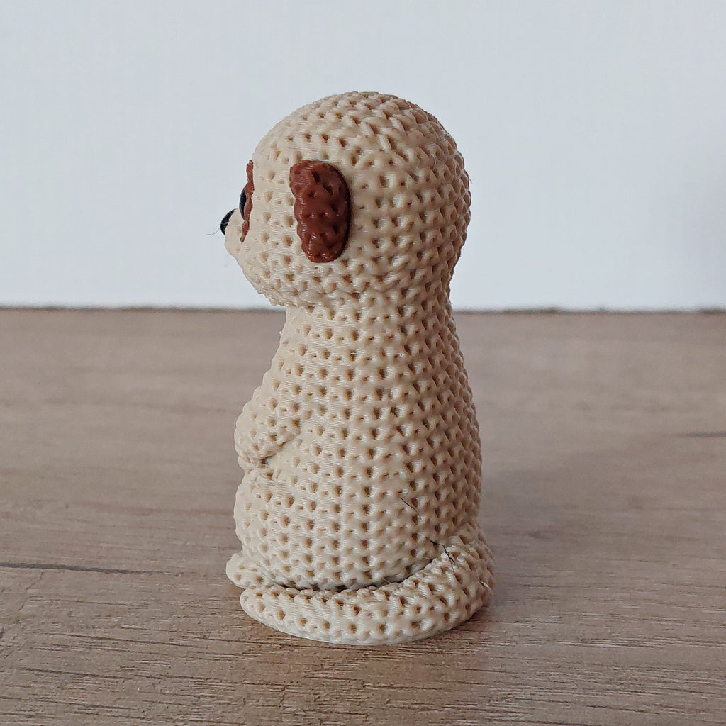 🦫 Erdmännchen im Strick-Look – Niedliche 3D-Druck Dekofigur in Hellbraun