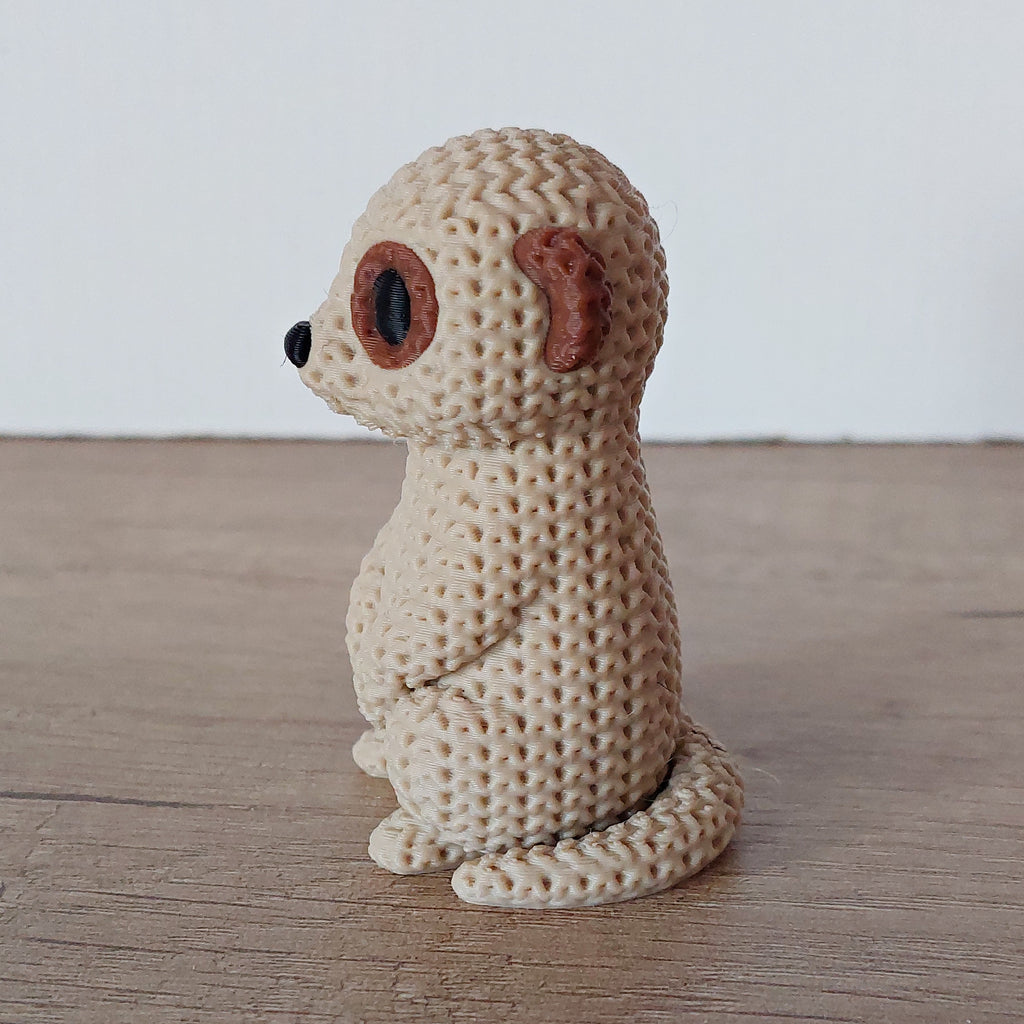🦫 Erdmännchen im Strick-Look – Niedliche 3D-Druck Dekofigur in Hellbraun
