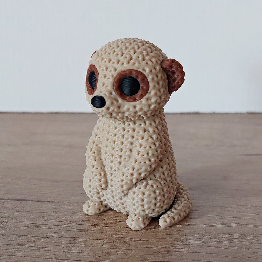 🦫 Erdmännchen im Strick-Look – Niedliche 3D-Druck Dekofigur in Hellbraun