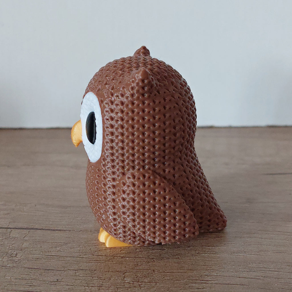 🦉 Eule im Strick-Look aus 3D-Druck – Liebevolle Dekofigur für Tierliebhaber