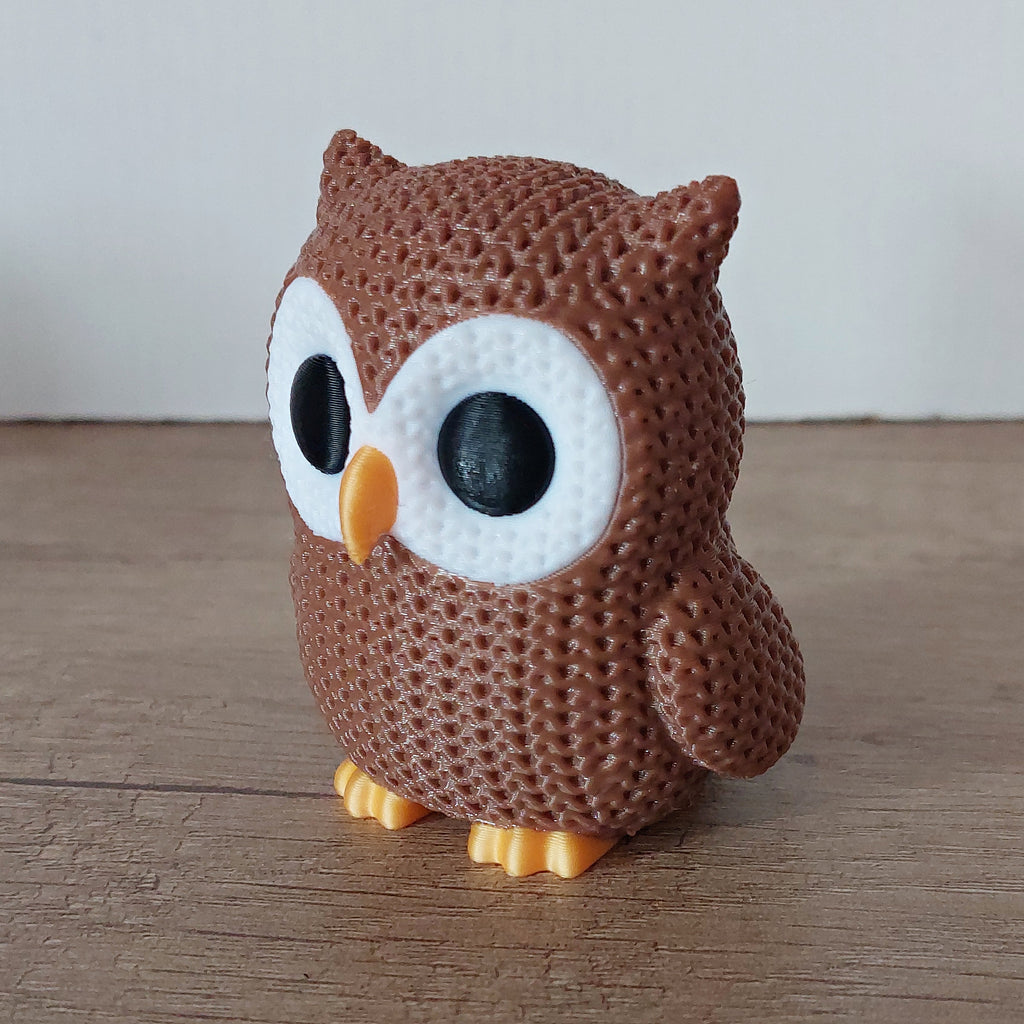 🦉 Eule im Strick-Look aus 3D-Druck – Liebevolle Dekofigur für Tierliebhaber