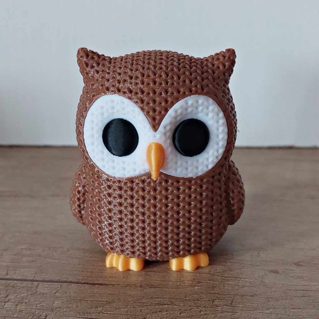 🦉 Eule im Strick-Look aus 3D-Druck – Liebevolle Dekofigur für Tierliebhaber