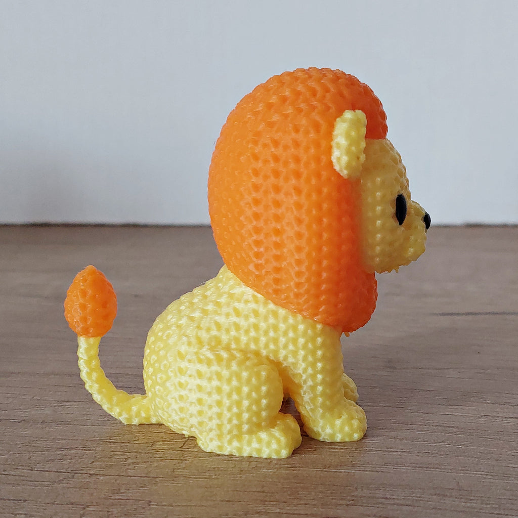 🦁 Löwe im Strick-Look – Niedliche 3D-Druck Dekofigur für Tierliebhaber