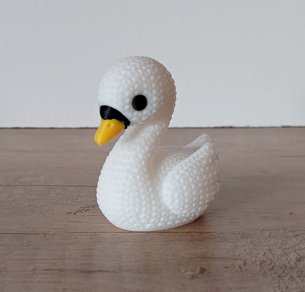 🦢 Schwan im Strick-Look – Weiß | Elegante und niedliche 3D-Druck-Dekoration