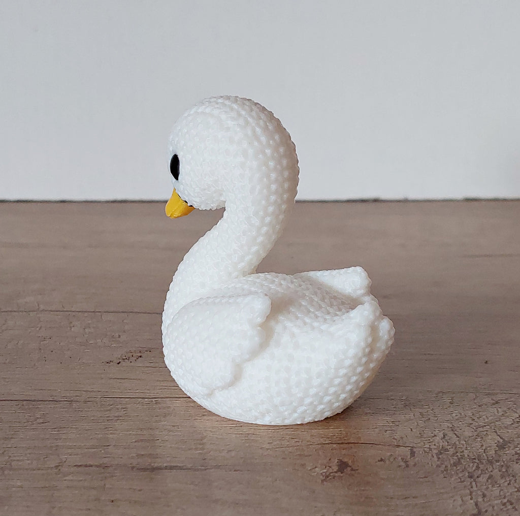 🦢 Schwan im Strick-Look – Weiß | Elegante und niedliche 3D-Druck-Dekoration