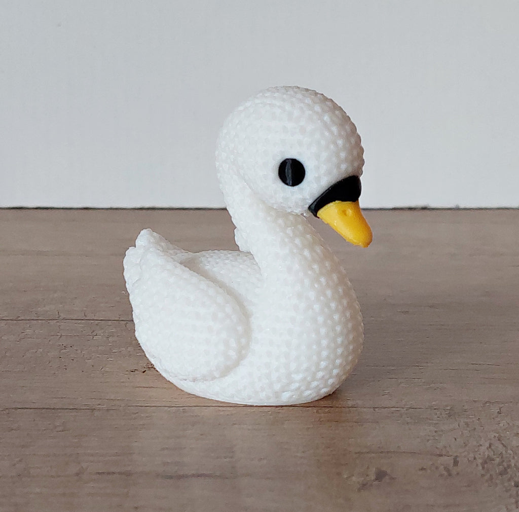 🦢 Schwan im Strick-Look – Weiß | Elegante und niedliche 3D-Druck-Dekoration