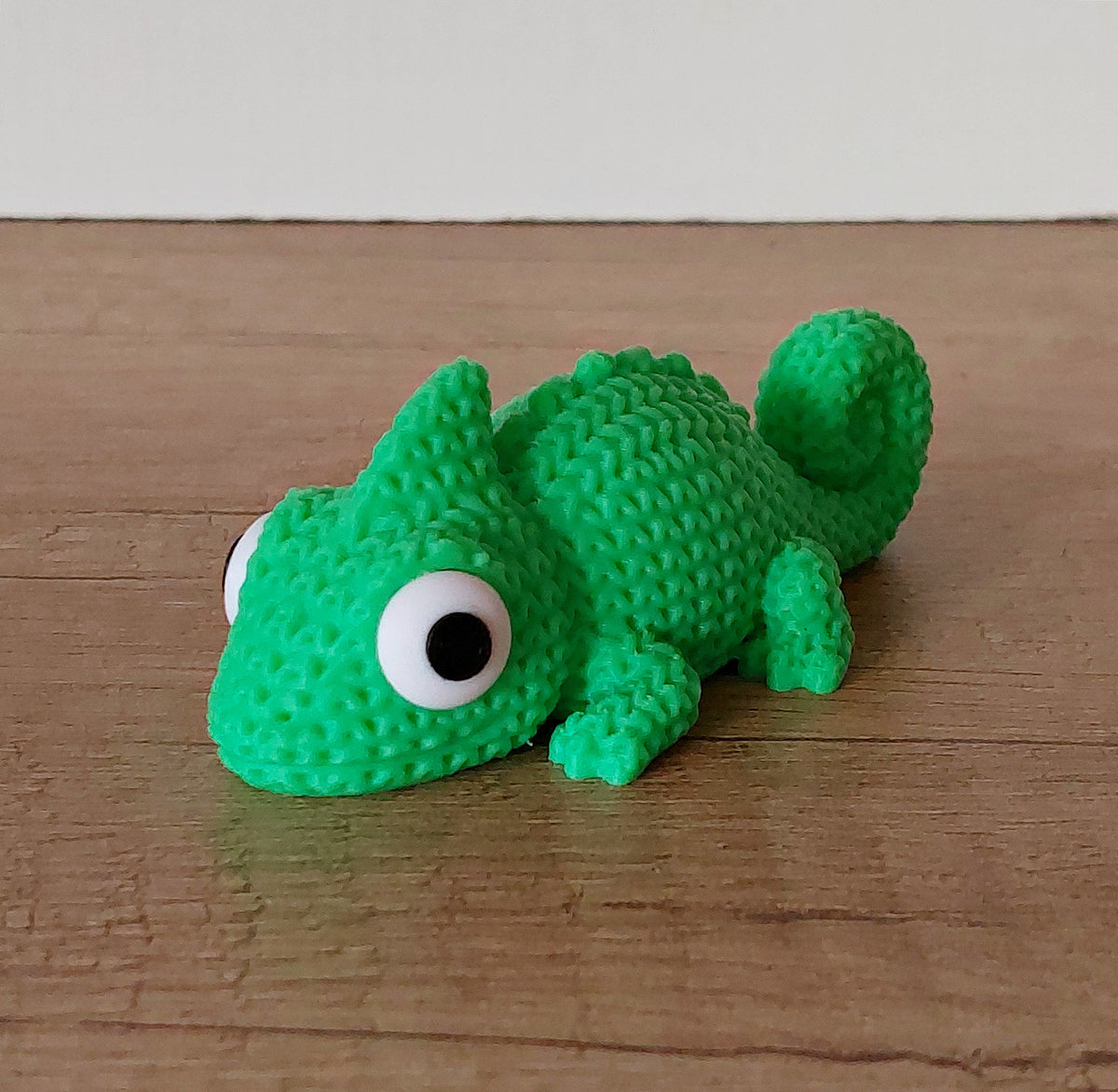 🦎 Chamäleon im Strick-Look – Grün | Niedliche 3D-Druck-Dekoration