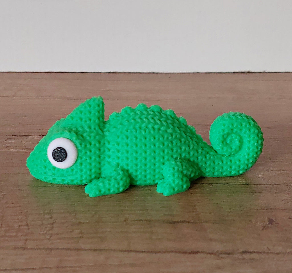 🦎 Chamäleon im Strick-Look – Grün | Niedliche 3D-Druck-Dekoration