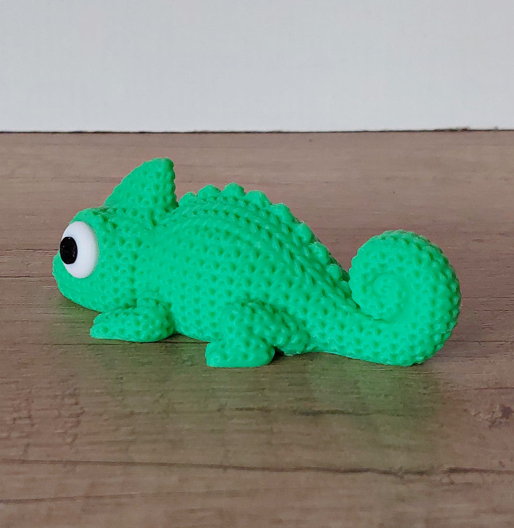 🦎 Chamäleon im Strick-Look – Grün | Niedliche 3D-Druck-Dekoration