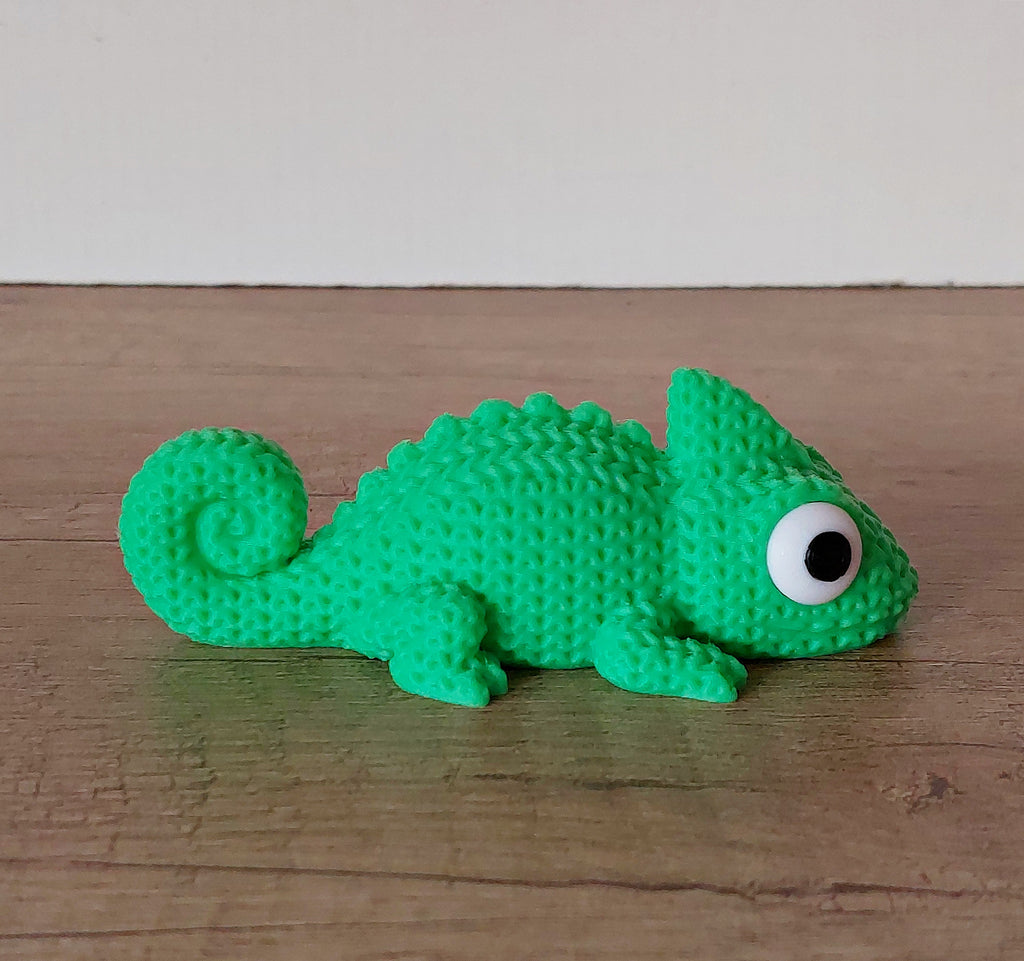 🦎 Chamäleon im Strick-Look – Grün | Niedliche 3D-Druck-Dekoration