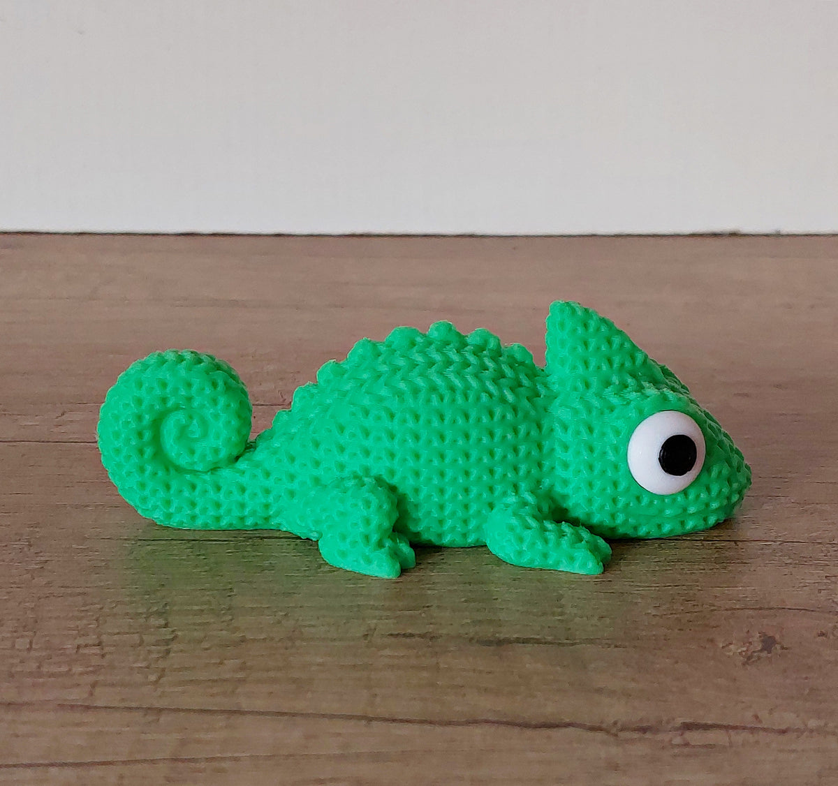 🦎 Chamäleon im Strick-Look – Grün | Niedliche 3D-Druck-Dekoration