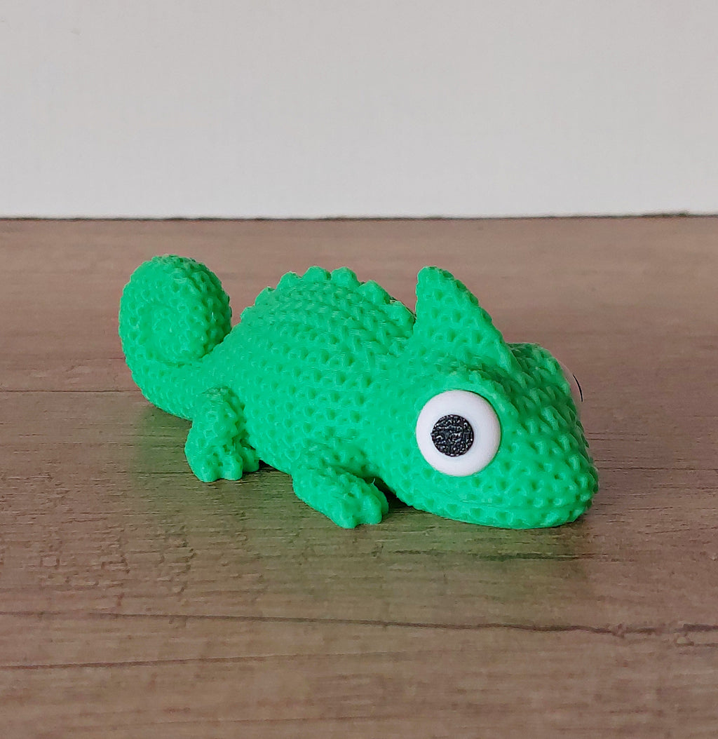 🦎 Chamäleon im Strick-Look – Grün | Niedliche 3D-Druck-Dekoration