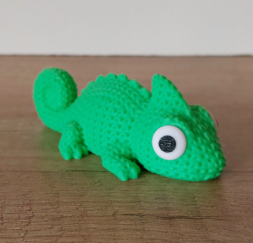 🦎 Chamäleon im Strick-Look – Grün | Niedliche 3D-Druck-Dekoration