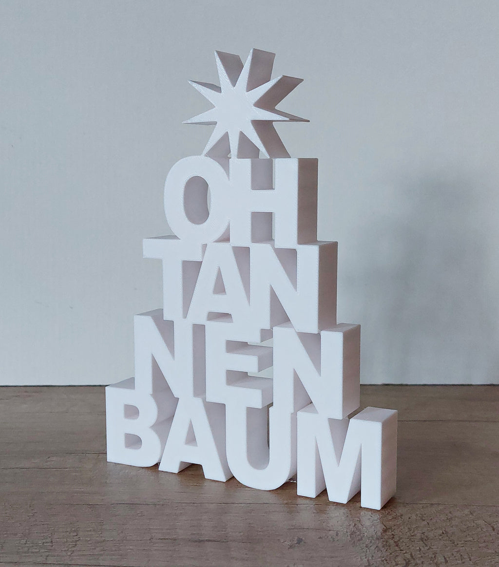 🎄 Moderner Weihnachts-Schriftzug „Oh Tannenbaum“ – stilvolle Weihnachtsdeko aus 3D-Druck
