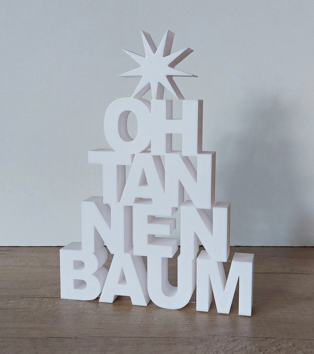 🎄 Moderner Weihnachts-Schriftzug „Oh Tannenbaum“ – stilvolle Weihnachtsdeko aus 3D-Druck