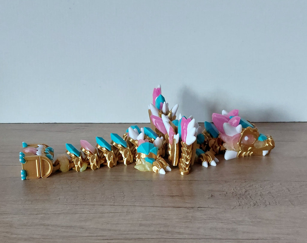 🐉 Baby Schatztruhen-Drache – 3D-Druck in Gold, Türkis & Transparent