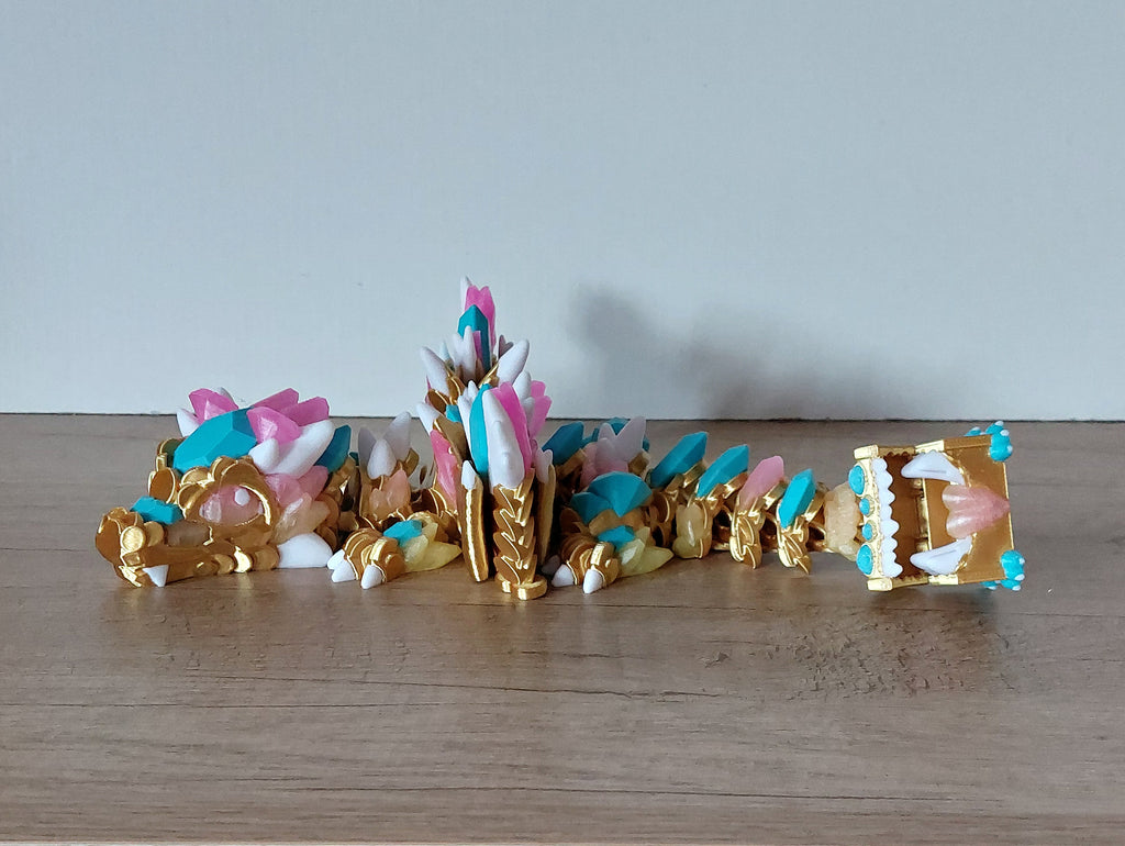 🐉 Baby Schatztruhen-Drache – 3D-Druck in Gold, Türkis & Transparent