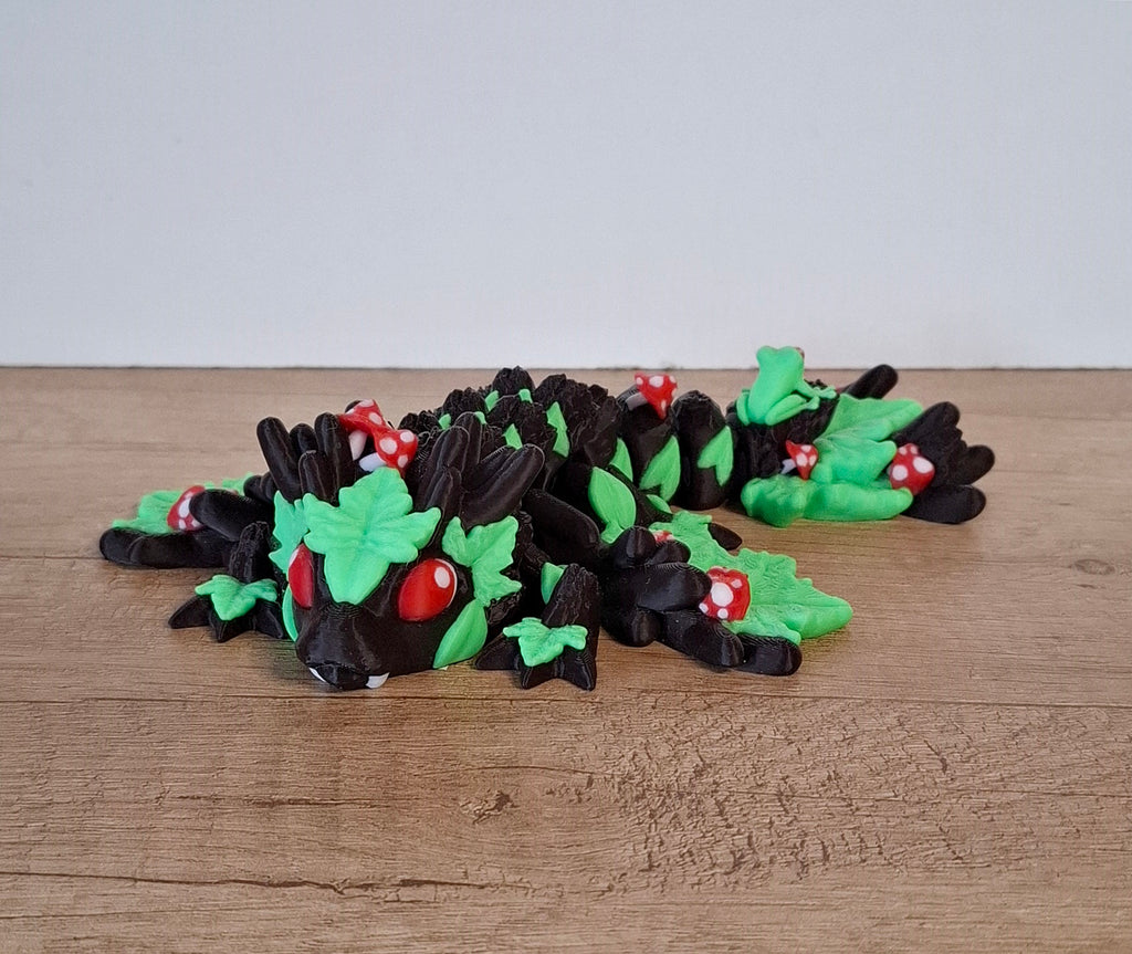 Wald-Drache mit Pilz und Frosch – zauberhafte 3D-Druck Fantasy-Deko