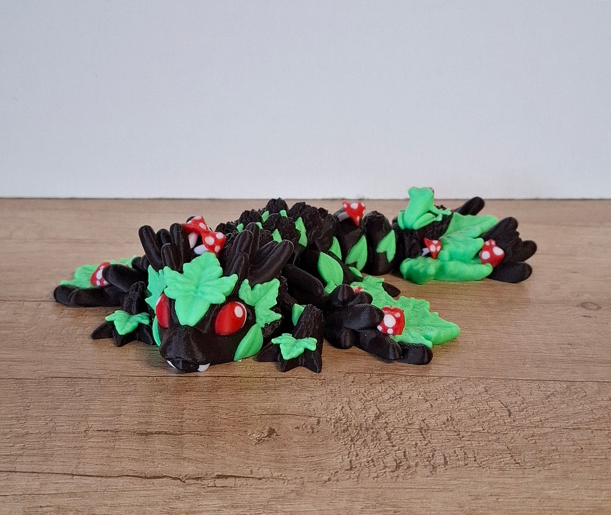 Wald-Drache mit Pilz und Frosch – zauberhafte 3D-Druck Fantasy-Deko
