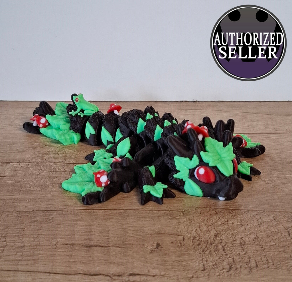 Wald-Drache mit Pilz und Frosch – zauberhafte 3D-Druck Fantasy-Deko