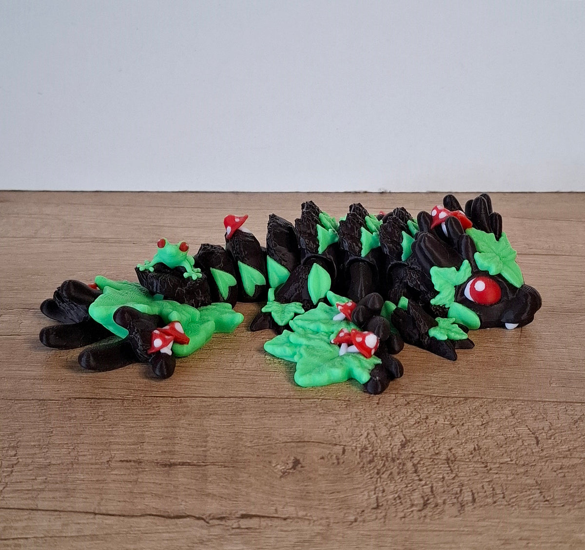 Wald-Drache mit Pilz und Frosch – zauberhafte 3D-Druck Fantasy-Deko