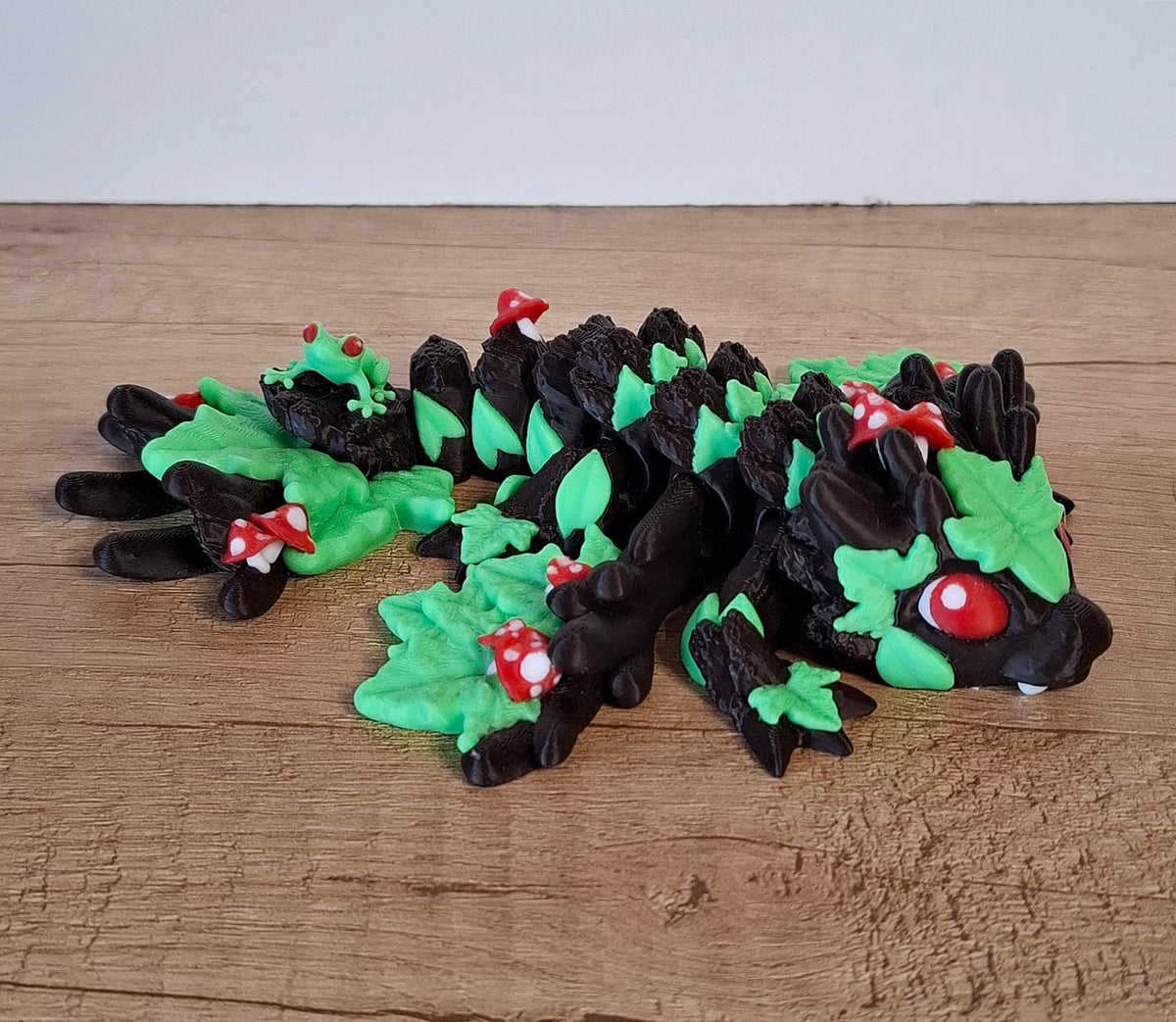 Wald-Drache mit Pilz und Frosch – zauberhafte 3D-Druck Fantasy-Deko