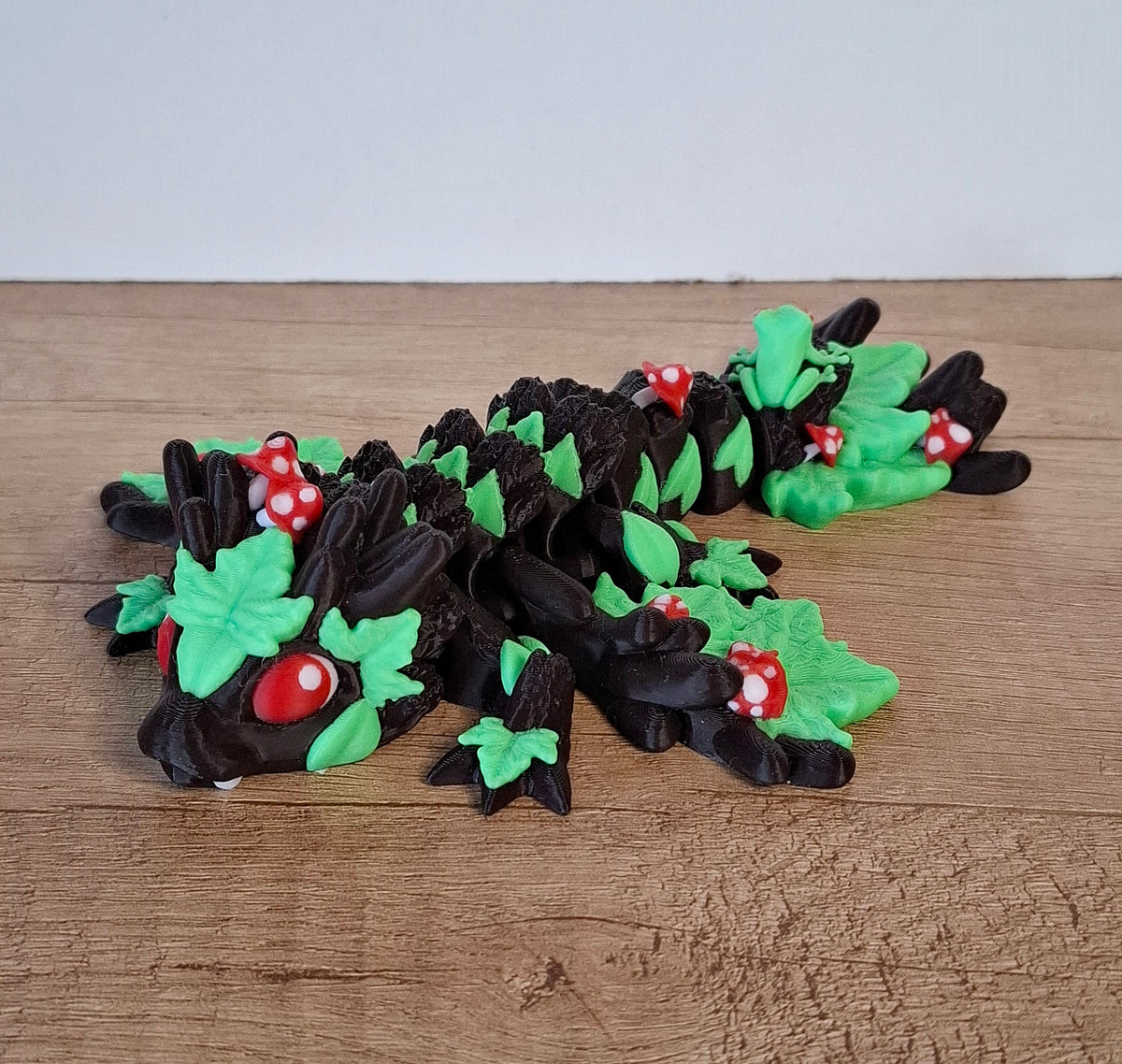 Wald-Drache mit Pilz und Frosch – zauberhafte 3D-Druck Fantasy-Deko