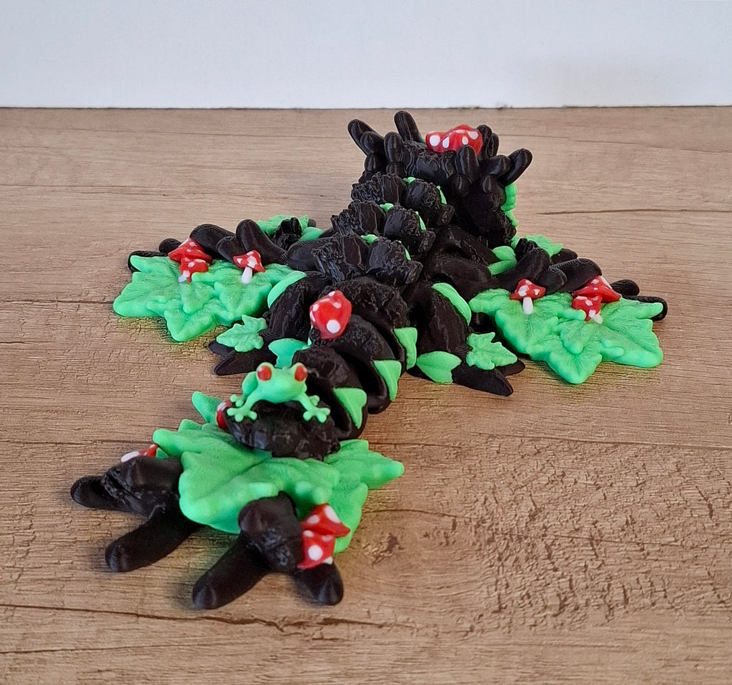 Wald-Drache mit Pilz und Frosch – zauberhafte 3D-Druck Fantasy-Deko