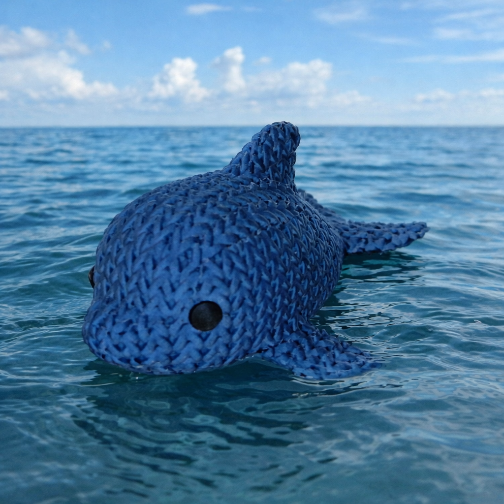 🐬 Delphin im Strick-Look aus 3D-Druck – Maritime Dekofigur mit einzigartiger Strickoptik