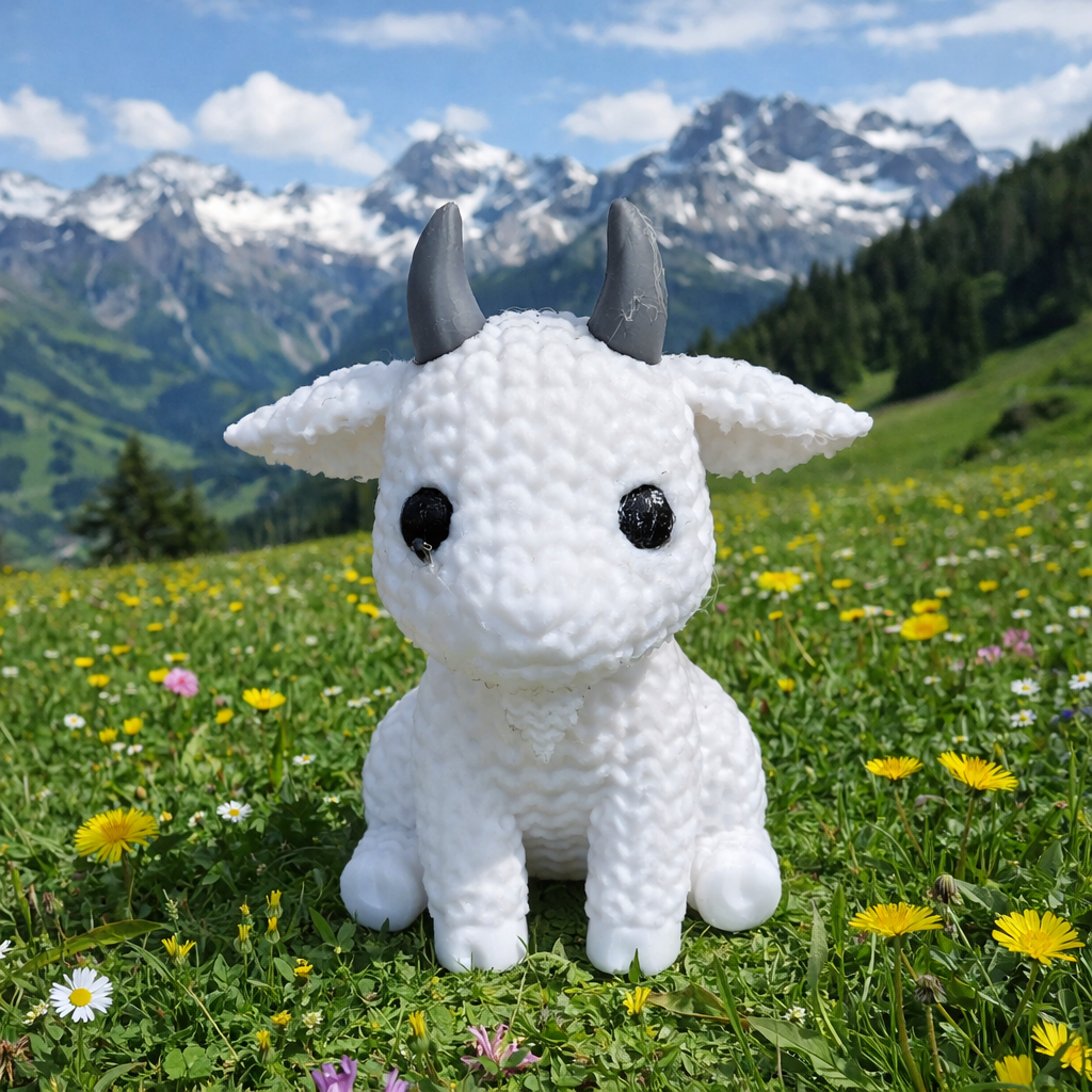 🐐 Ziege im Strick-Look aus 3D-Druck – Niedliche Dekofigur mit gemütlicher Strickoptik