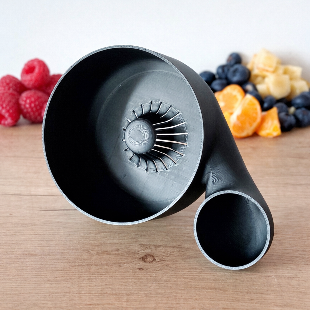 Obst- und Gemüsewaschbehälter aus hochwertigem 3D-Druck mit 10 cm Durchmesser und integrierten Abtropföffnungen zum Waschen von Beeren, Trauben und Kräutern.