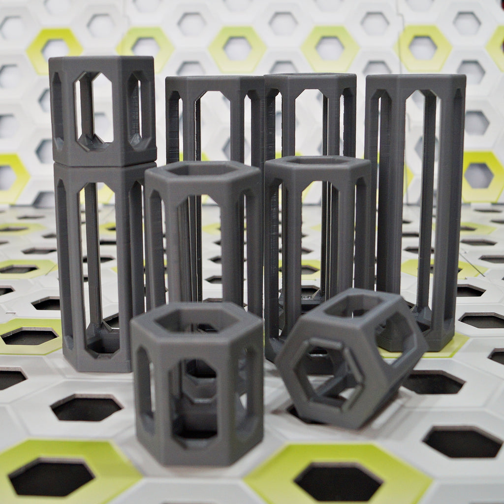 GraviTrax® kompatibles Höhensteine-Set mit 12 Säulen aus hochwertigem 3D-Druck in den Höhen 5 cm, 10 cm, 14 cm.