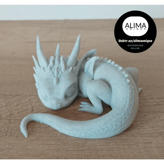 Baby-Drache aus 3D-Drucker - Farbe: Marmor - niedliches Design - 12 cm lang - schnelle Lieferung - megahobby3dcreations