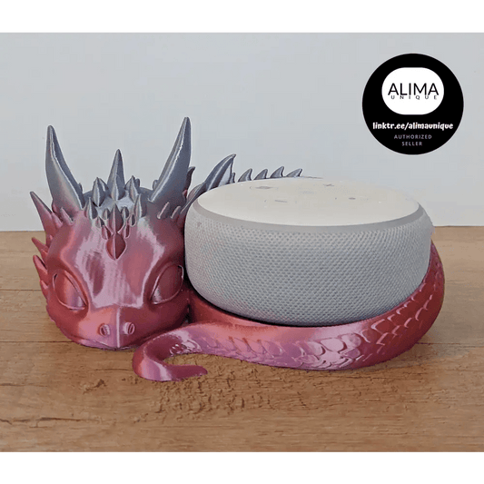 Baby Drache kompatibel für Alexa Echo-Dot-3 - hellblau/flieder/pink schimmernd - ca. 20 cm - total süß - 3D-Druck - megahobby3dcreations