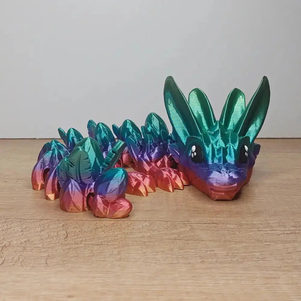 Baby Easter dragon - Oster-Drachen - 30 cm lang - 11 cm breit - 8 cm hoch - Farbe vibrant rainbow - Augen handbemalt - megahobby3dcreations