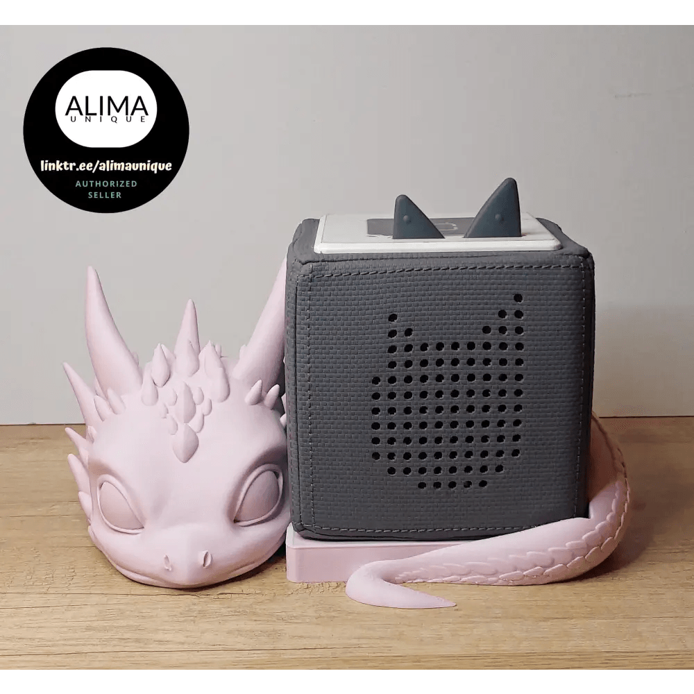Drache kompatibel mit Tonie Box 27 x 27 x 12 cm - 3D-Drucker - rosa/weiss matt