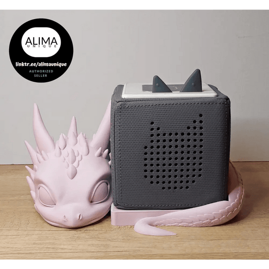 Drache kompatibel mit Tonie Box 27 x 27 x 12 cm - 3D-Drucker - rosa/weiss matt