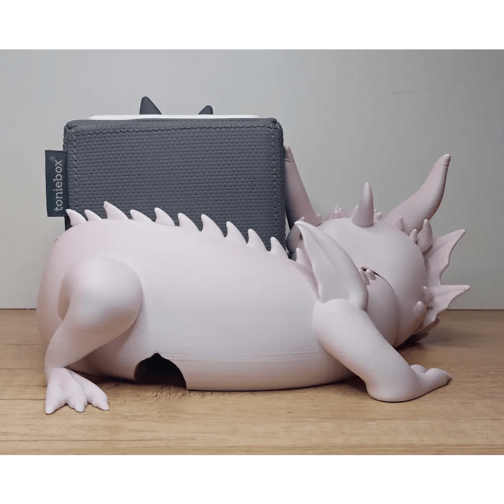 Drache kompatibel mit Tonie Box 27 x 27 x 12 cm - 3D-Drucker - rosa/weiss matt