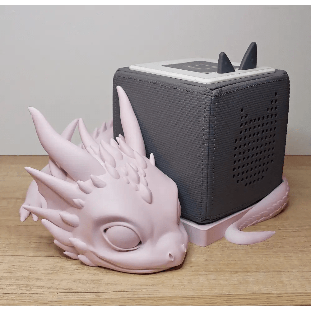 Drache kompatibel mit Tonie Box 27 x 27 x 12 cm - 3D-Drucker - rosa/weiss matt