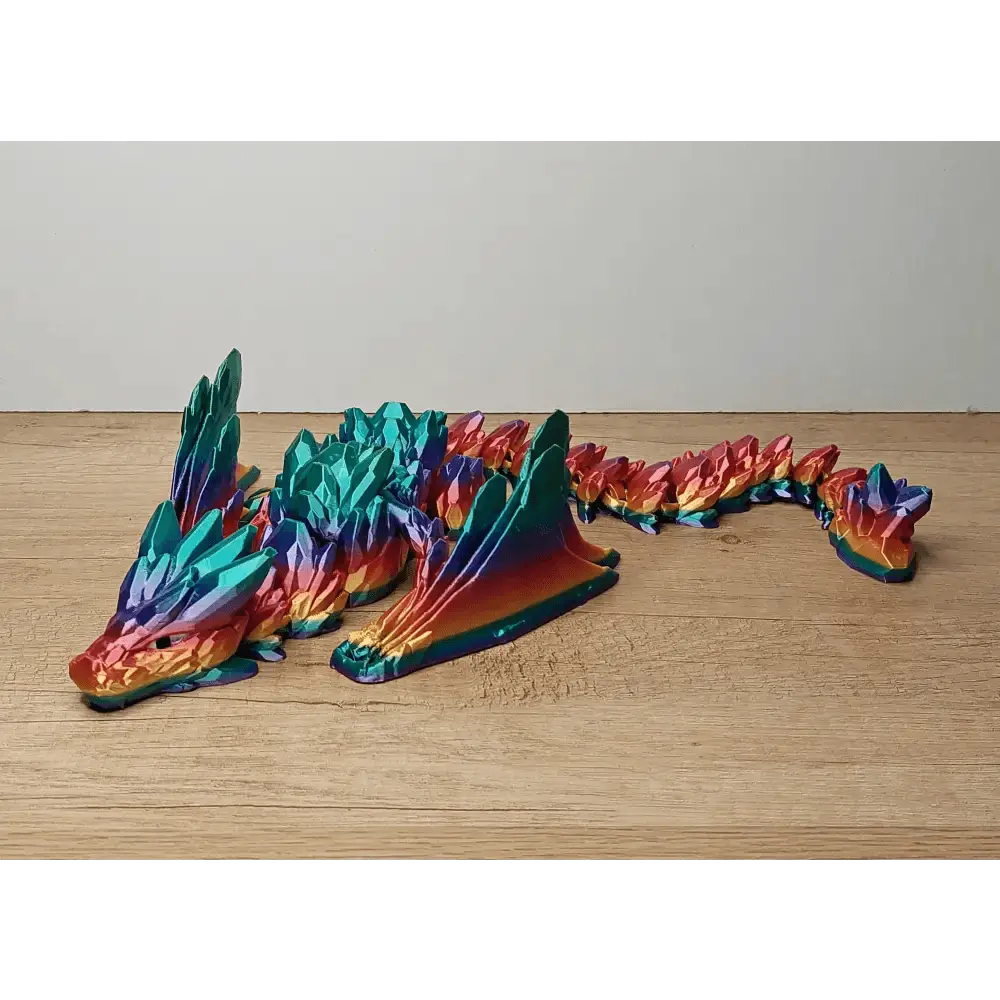 Gemstone Wyvern - Dache - Diamantdrache - 52 cm lang - 15 cm breit - 9 cm hoch - Augen handbemalt - Flügel beweglich - megahobby3dcreations