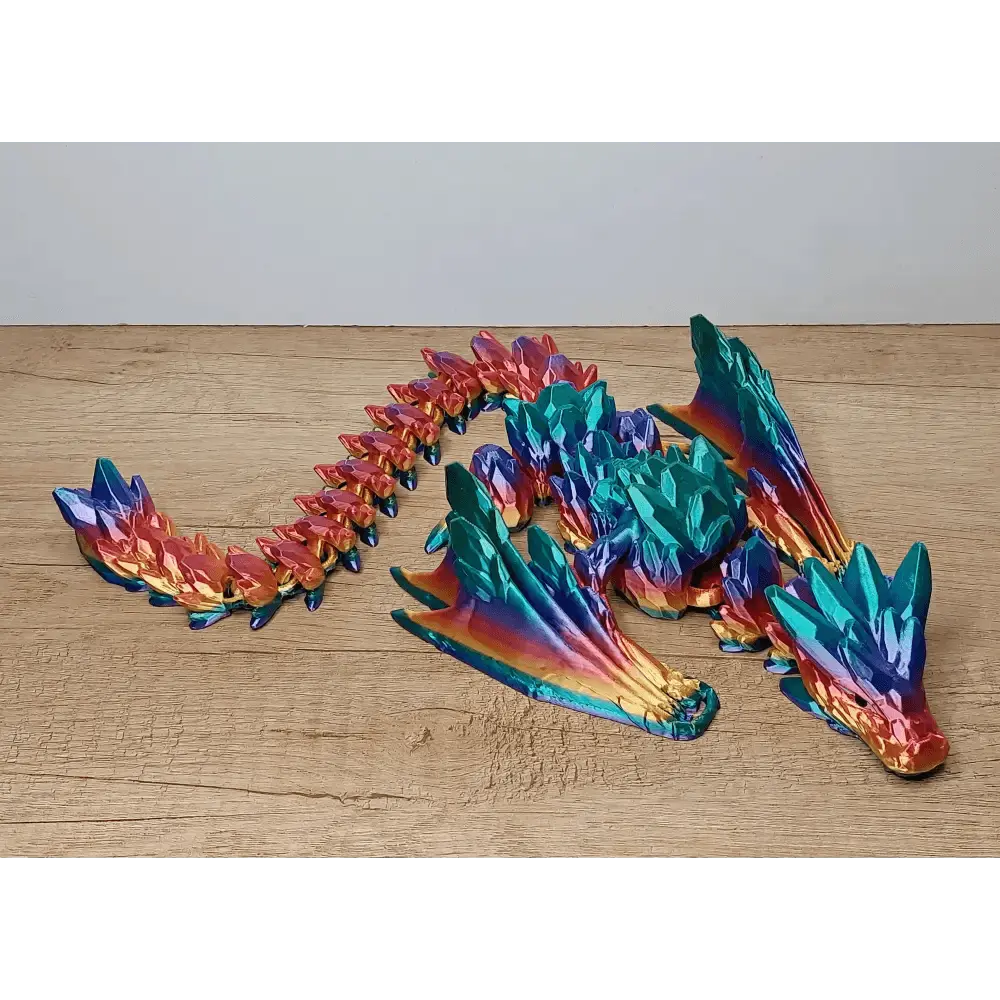 Gemstone Wyvern - Dache - Diamantdrache - 52 cm lang - 15 cm breit - 9 cm hoch - Augen handbemalt - Flügel beweglich - megahobby3dcreations
