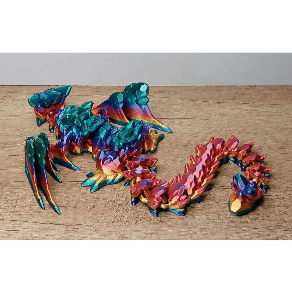 Gemstone Wyvern - Dache - Diamantdrache - 52 cm lang - 15 cm breit - 9 cm hoch - Augen handbemalt - Flügel beweglich - megahobby3dcreations