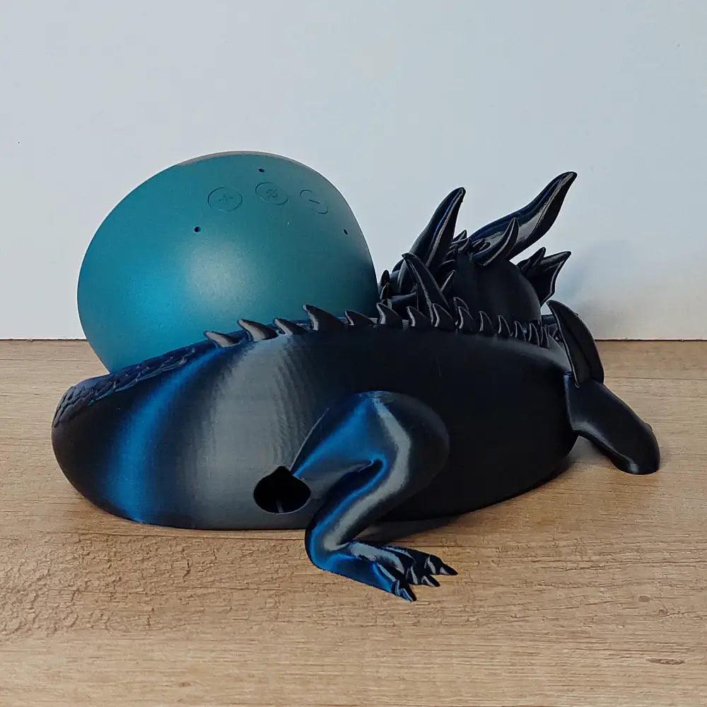 Halter zu Alexa Echo pop - schwarz/blau metallic - 21x20x9 cm - 3D-Druck - süss - megahobby3dcreations